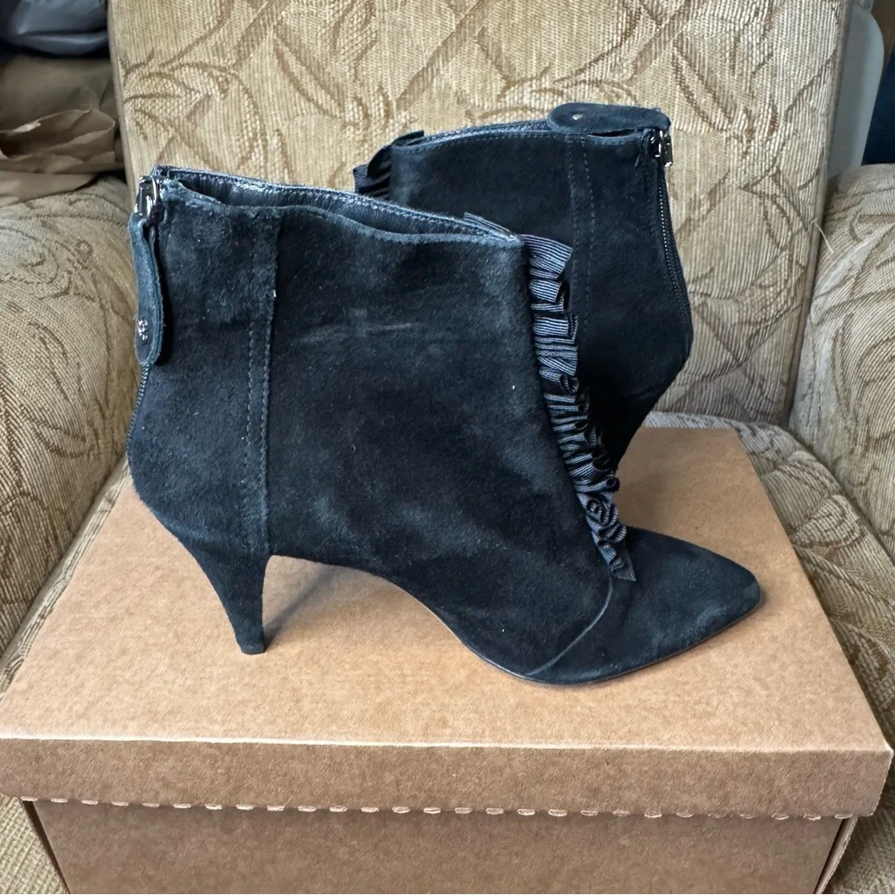 Anne Fontaine Suede Grosgrain‎ Trim Lace-Up Boots Size EU 40 Excellent!